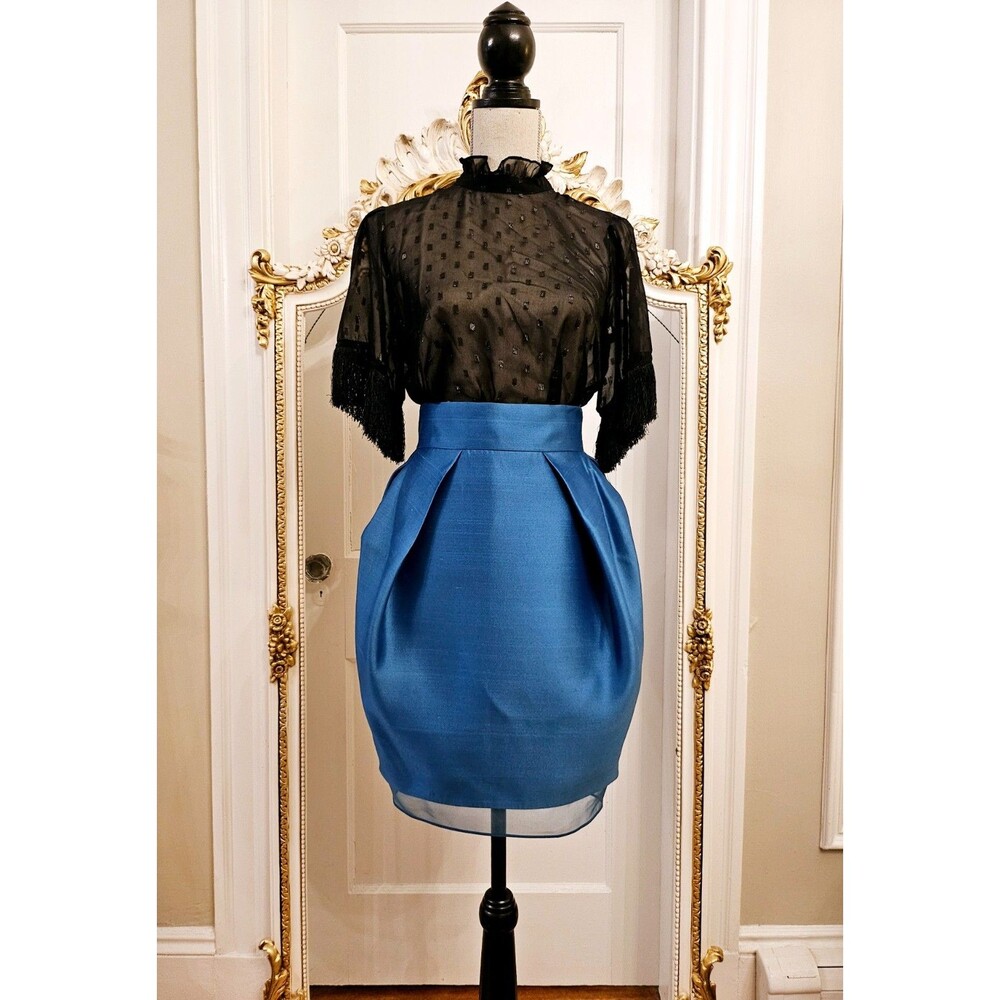 Gianfranco Ferré Blue Bubble Silk Organza Skirt, IT 40, US 4